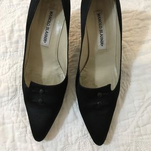 Black satin Manolo Blahnik shoes